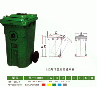 HW-051  120L環(huán)衛(wèi)腳踏掛車(chē)桶