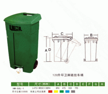 HW-047  120L環(huán)衛(wèi)腳踏掛車(chē)桶