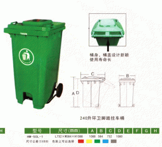 HW-041  240L環(huán)衛(wèi)腳踏掛車(chē)桶